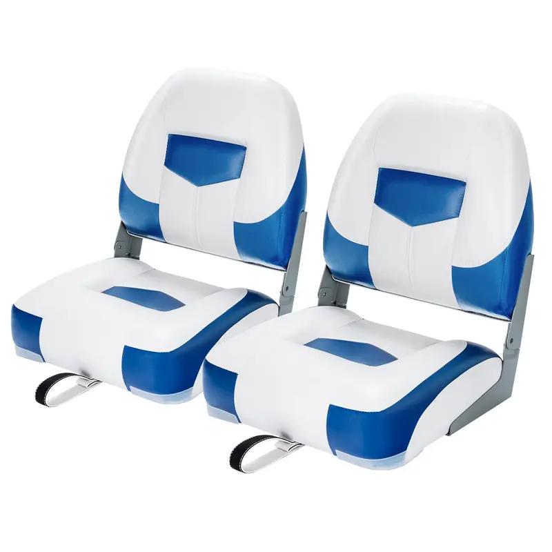 Two-Pack Low-Back Folding Boat Seats – Durable Marine-Grade Vinyl Construction 1