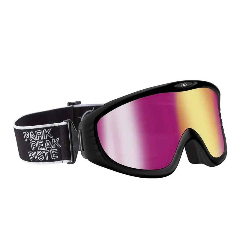 Vulcan Ski Goggles – Black Frame With Pink Mirror Lens 1
