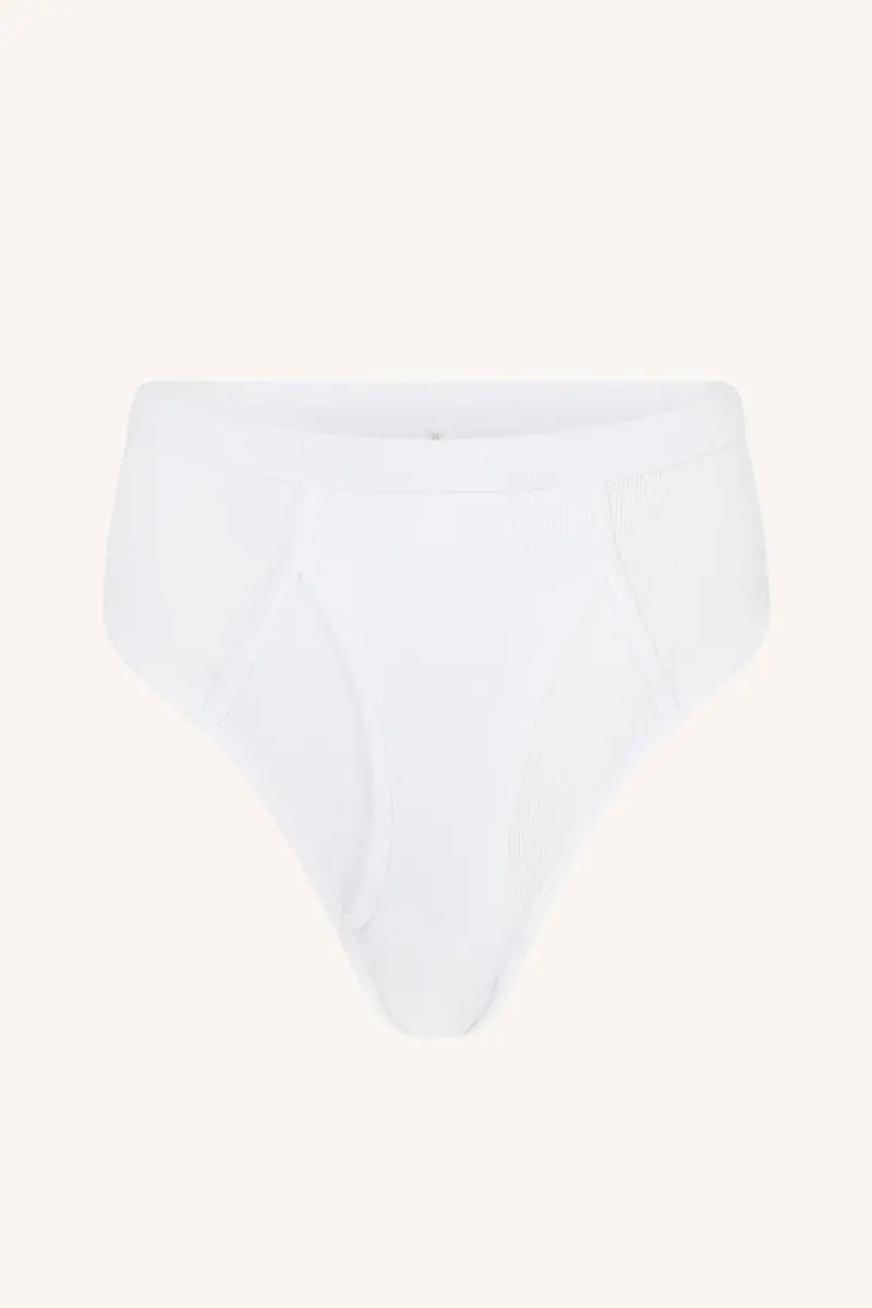 White Ribbed Boyfriend-Style Briefs 1