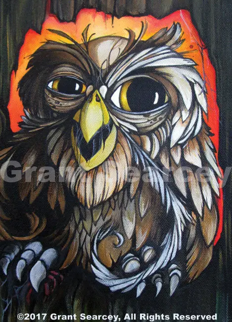 Wise Grandfather Owl Art 1