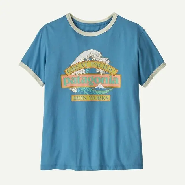 Women’S Great Waves Vintage-Style Ringer Tee 1