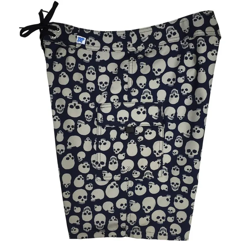 Women'S Live To Ride Skull Print Board Shorts – Regular Rise, 10.5" Inseam (Black/Charcoal) 1