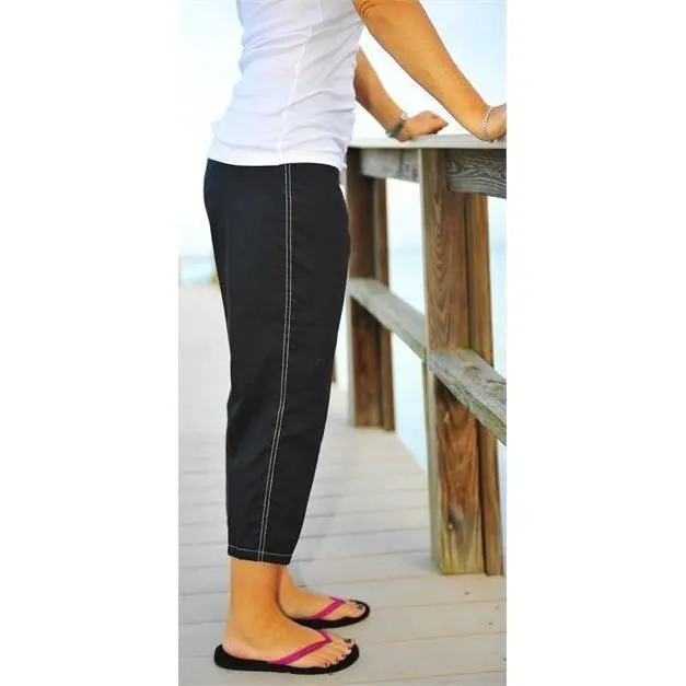 Women'S Solid Black Capri Pants – Customizable Rise & Fit 1