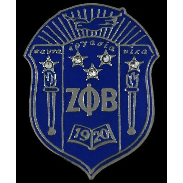 Zeta Phi Beta Crystal-Embellished Shield Pin 1