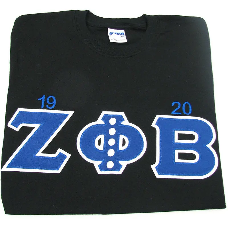 Zeta Phi Beta Embroidered T-Shirt With Year And Pearl Accent 1