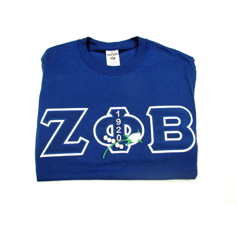 Zeta Phi Beta Navy Blue Embroidered Tee 1