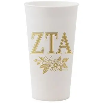 Zeta Tau Alpha White & Gold Ceramic Travel Mug (Clearance) 1